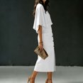 thumbnail image 6 of RFQWOVSR Women's Solid Color Elegant Round Neck Short Sleeve Top Midi Skirt 2 Piece Set Casual Office Summer Dress Outfit M, 6 of 6