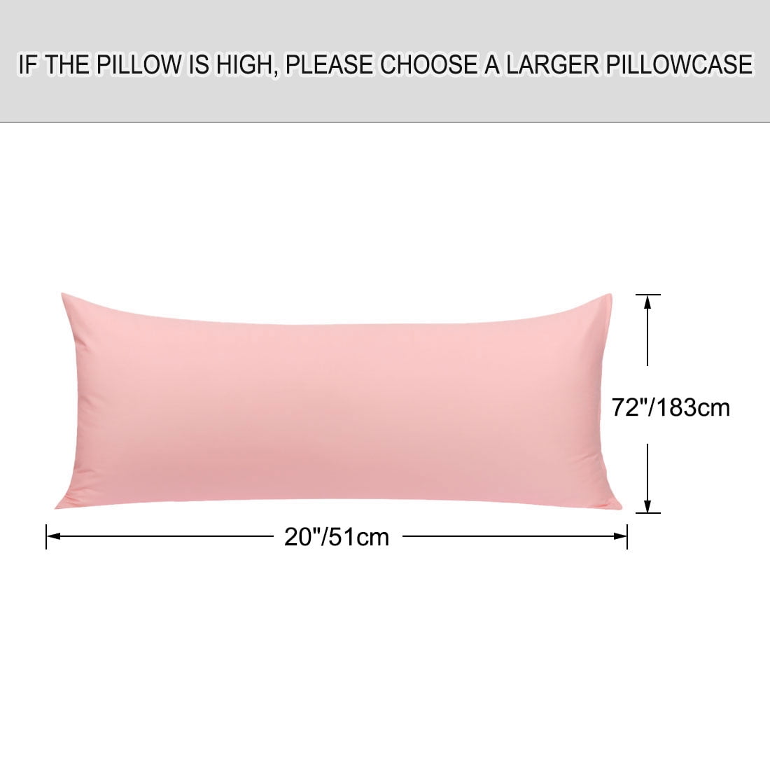 Unique Bargains Pillowcases 2 Pack 100% Cotton Body Pillow Covers Pink 20" x 72"