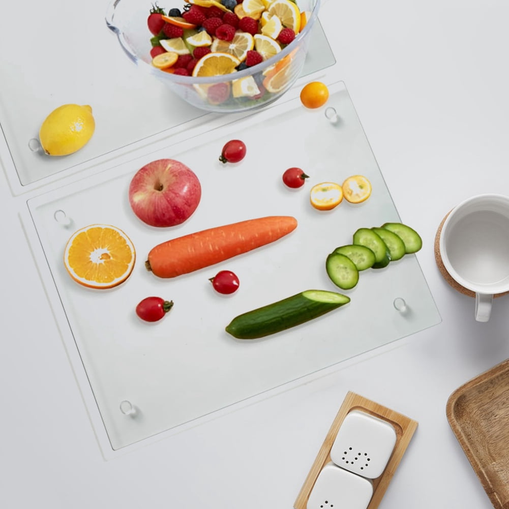 2-Pack Clear Cutting Boards – Large Non-Slip Plastic Chopping Boards for Bread, Meat, Vegetables & Kitchen Prep