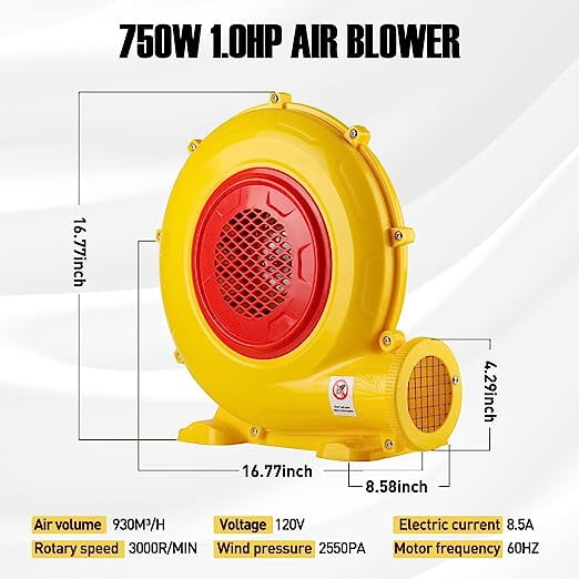 750W Air Blower Commercial Inflatable Bouncer Blower for Inflatable Movie Screen Paint Booth Bounce House