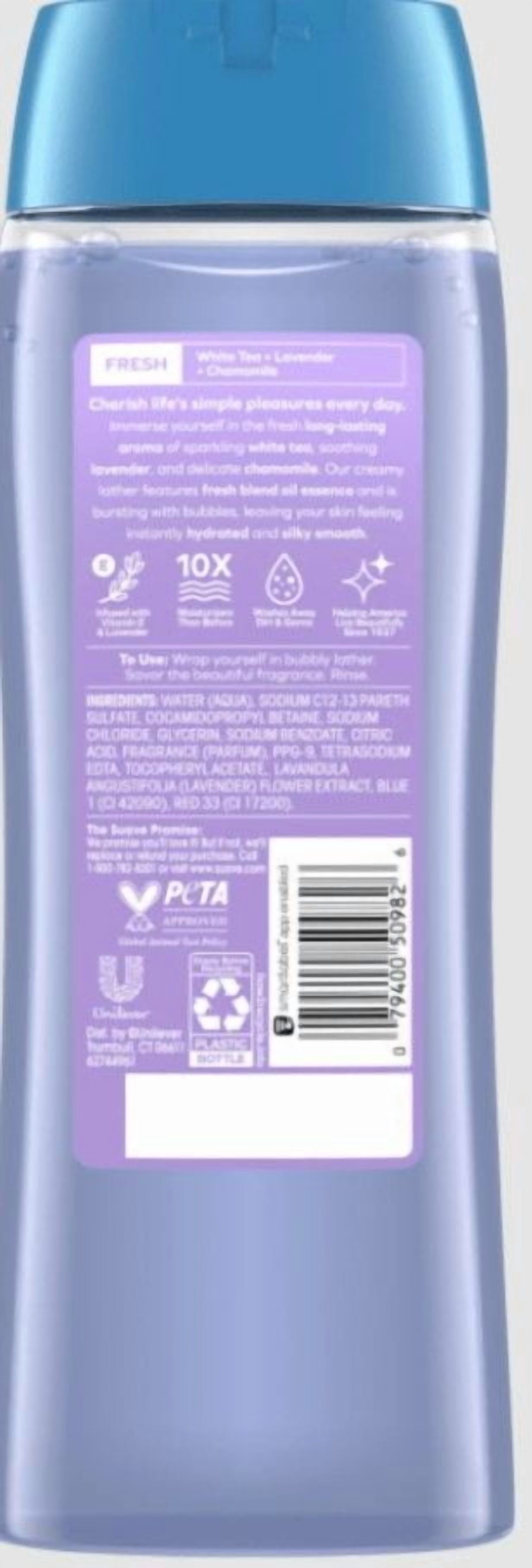 Suave Essentials Moisturizing Body Wash, White Tea Lavender, 18 oz