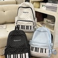 thumbnail image 3 of Slccxzc White Piano and Polka Dot Print Large Capacity Backpack Casual Travel Shoulder Bag, 1 Piece, 3 of 7