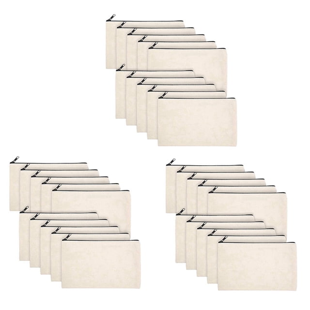 Bolsa Bricolaje En Blanco 30 Piezas Estuche Lona Bolígrafo Bolsas Maquillaje En Blanco - Bolsa Lápiz Lona Bolsa Viaje Bolsa Cosméticos Lona Algodón