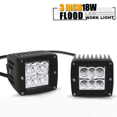 Pair 3x3 inch Flood Beam LED Light Bar LED Pods Lights Driving Fog Lights for Jeep Toyota Polaris RZR Ranger Ford Offroad 4wd Truck Pickup SUV Van ATV UTV Tractor Lamp Boat