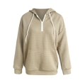 thumbnail image 5 of VISALY Hoodies Pullover Drawstring Sweatshirt Half Zip Sweatshirts Cropped Hoodies Quarter Zip Up Pullover Sweaters Winter Casual Sweaters Waffle Sweater Fall Sweatshirt Coffee Xl, 5 of 6