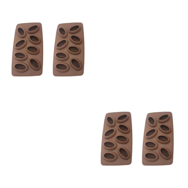 Billuyoard Molde para microondas de 2 piezas de molde para cubitos de hielo en grano de café Color café 2piezas