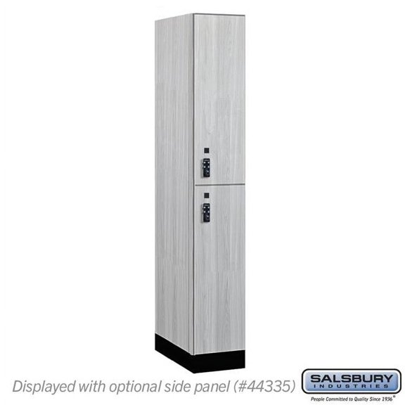 Salsbury Industries 42161ST-R 12 in. Wide Premier Wood Locker - Double Tier - 1 Wide - 6 ft. High - 21 in. Deep - Silver Teak - Resettable Combination Locks