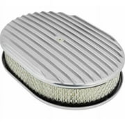 Bous Performance  12 in. Oval Full Finned Air Cleaner with Element, Polished - BPE-1101