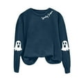 thumbnail image 5 of mgoYE Halloween Shirts for Women Halloween Sweatshirts for Women Ghost Pumpkin Long Sleeve Shirt Graphic Tees Fall Pullover Tops(Navy,M), 5 of 5