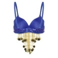 thumbnail image 2 of Hansber Women's Sequin Beaded Tassel Corset Bra Clubwear Crop Tank Tops for Performance Festival Belly Dance Royal Blue One Size, 2 of 7