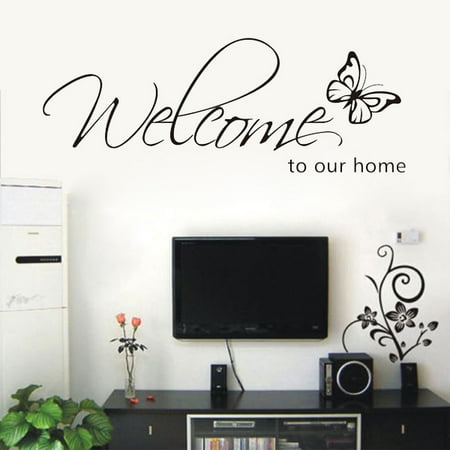 Butterfly Welcome To Our Home Vinyl Wall Art Decal Quote Home Decor Wall Sticker