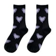 thumbnail image 2 of Opvise Winter Socks 1 Pair Mid-calf Socks Korean Heart Embroidery Kawaii Hip Hop Color Matching Anti-slip Soft No Odor Sweat Absorption Lady Four Seasons Sports Socks Black1, 2 of 8