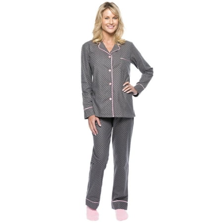 - Noble Mount Womens Premium 100% Cotton Flannel Pajama Sleepwear Set