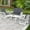 Gray Cushions, variant on MEETWARM 5 Pieces Outdoor Patio Rattan Furniture Sets, All Weather Patio Wicker Conversation Set - 2 Rocking Swivel Chairs 1 Rattan Loveseat Glider with Cushions, 2 Coffee Table, White Wicker/Beige