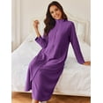 thumbnail image 4 of Ekouaer Women Zipper Robe Long Sleeves House Coat Soft Bathrobe Sleepwear with Pockets Housecoat Loungewear, 4 of 5