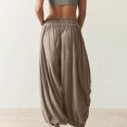 thumbnail image 4 of ABATAB Womens Wide Leg Pants Casual Loose Fit Drawstring Summer Lantern Trousers Beach Travel Vacation Harem Pants with Pockets, 4 of 7