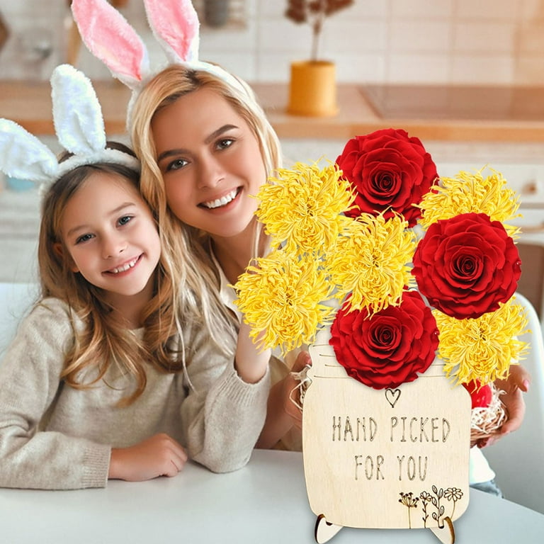 Mother's Day Hand Picked Flower Holder Bundle DIY Flower Holder Gift for  Mom from Kids Home Decoration Flower not Including (Mommy) (Mommy)
