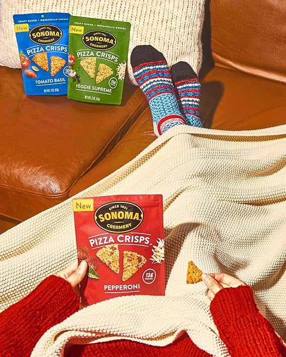 Sonoma Creamery Pizza Crisps, Pepperoni,| Savory Snack Cracker | High Protein | Low Carb | Gluten Free | Wheat Free |Keto Friendly, 2 oz (Pack of 12)