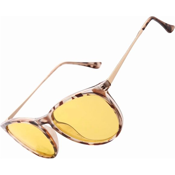 Night Vision Glasses for Women Men, Polarized Trendy Yellow Lens Glasses for Night Driving, UV400 Protection