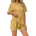 thumbnail image 2 of Naittoop Womens Pajamas 2 Piece Pjs Short Sleeve Sleepwear Set Summer Soft Pajamas Set Ruffle Flowy Casual Lounge Sets, 2 of 5