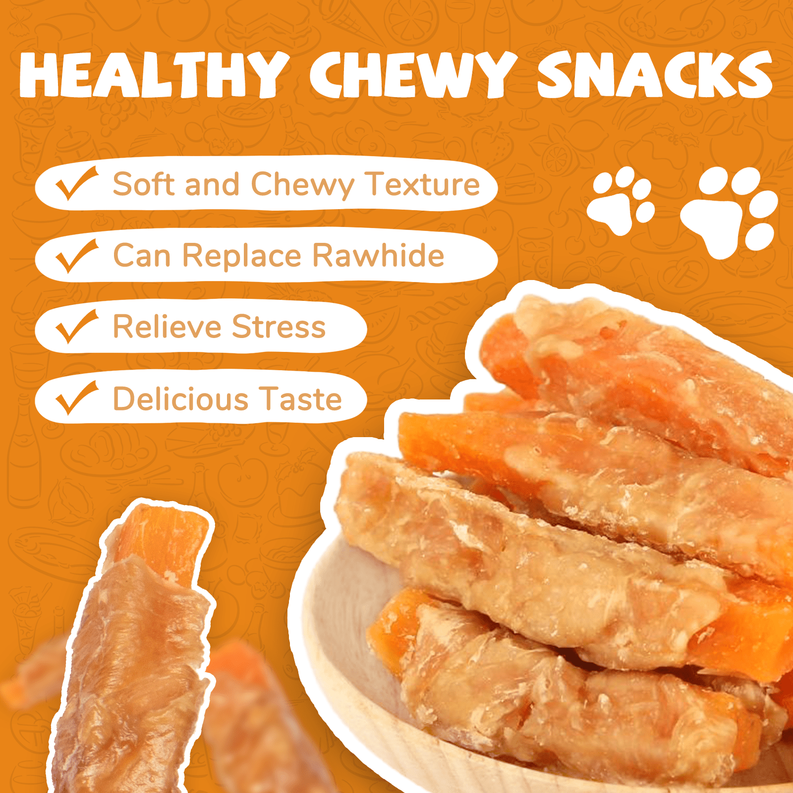 (2 pack) PAWUP Sweet Potato Dog Treats, Chicken Wrapped Dog Treats, Chicken Jerky & Sweet Potato Chews for All Dogs, Low Fat, High Fiber, 10.6oz