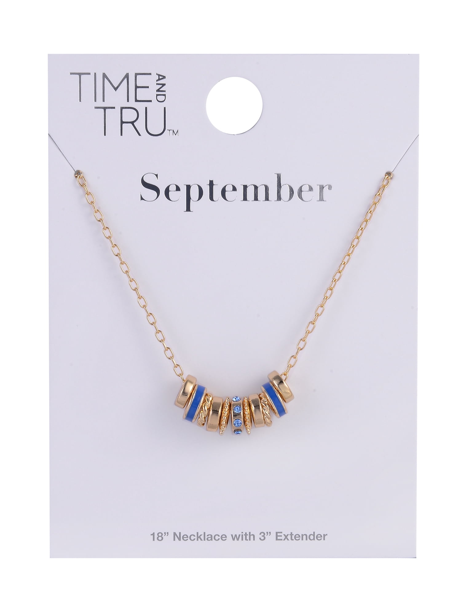 Time and Tru Goldtone Chain with Sapphire Birthstone "September" Necklace