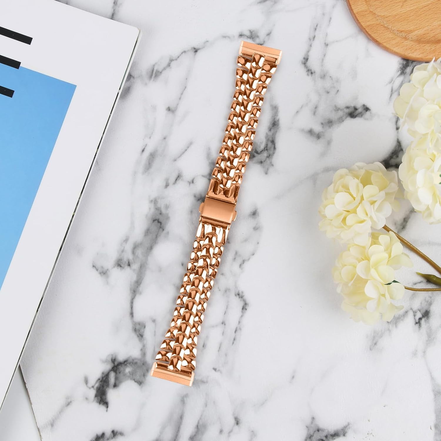 REQO Metal Bands Compatible with Fitbit Versa 4/Versa 3/Sense 2/Sense, Women Replacement Wristband