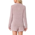 thumbnail image 3 of Conjuntos de lounge para mujeres INSPIRE CHIC, blusa de manga larga con cuello de muesca y botones, pantalones cortos, pijamas de 2 piezas con bolsillos, talla XL, color rosa, 3 of 6