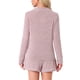 thumbnail image 3 of Conjuntos de lounge para mujeres INSPIRE CHIC, blusa de manga larga con cuello de muesca y botones, pantalones cortos, pijamas de 2 piezas con bolsillos, talla XL, color rosa, 3 of 6