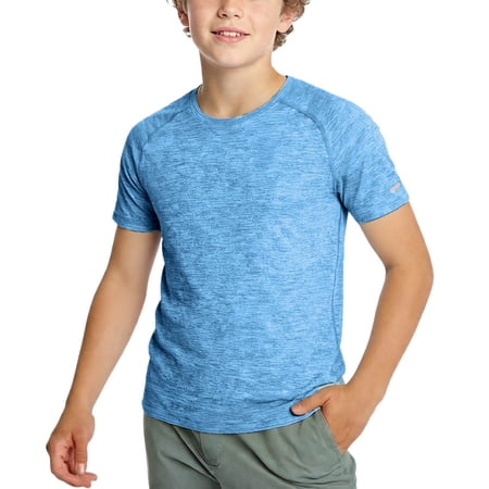 Amidoa Crewneck Girls T Shirts Cute Summer Solid Basic Tops Casual Kids Tees Light Blue 13-14Years