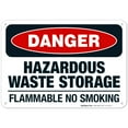 thumbnail image 1 of Danger Hazardous Waste Storage Flammable No Smoking Sign, OSHA Danger Sign, 10x7 Aluminum, 1 of 1