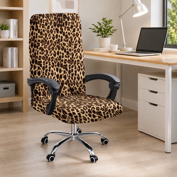 Simpkeely Leopard Print Stretch Office Chair Cover for Desk Computer Chair