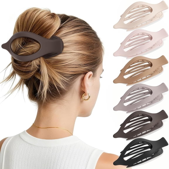 6 PCS Flat Hair Clips, Large Flat Claw Clips for Women Girls, Strong Hold French Hair Clips for Thick Thin Hair, Stylish Classic Hair Barrettes(Neutral Matte)