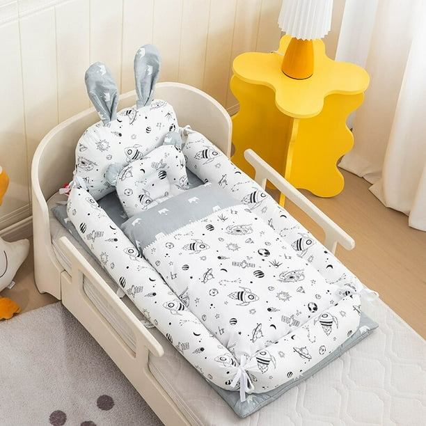 Colchón portátil para cuna de bebé, cama nido para recién nacido, tumbona, valla de cama con manta, colcha para niños pequeños de 0 a 12 meses Fivean unisex
