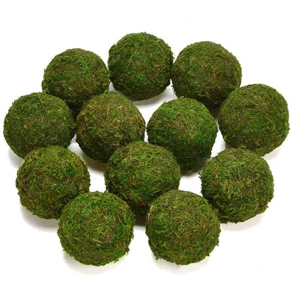 Byher Natural Green Moss Decorative Ball,Handmade (3.5"-Set of 6)