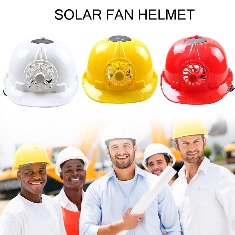 Solar Powered Safety Helmet Hard Ventilate Hat Cap with Cooling Cool Fan 