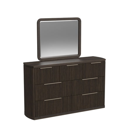 Picket House Furnishings Sutton Dresser and Mirror Set in Dark Brown