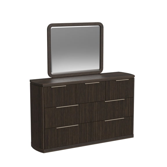 Picket House Furnishings Sutton Dresser and Mirror Set in Dark Brown