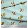 thumbnail image 2 of Soimoi Green Modal Satin Fabric Tree & Animals Dots Print Fabric by the Yard 42 Inch Wide, 2 of 5
