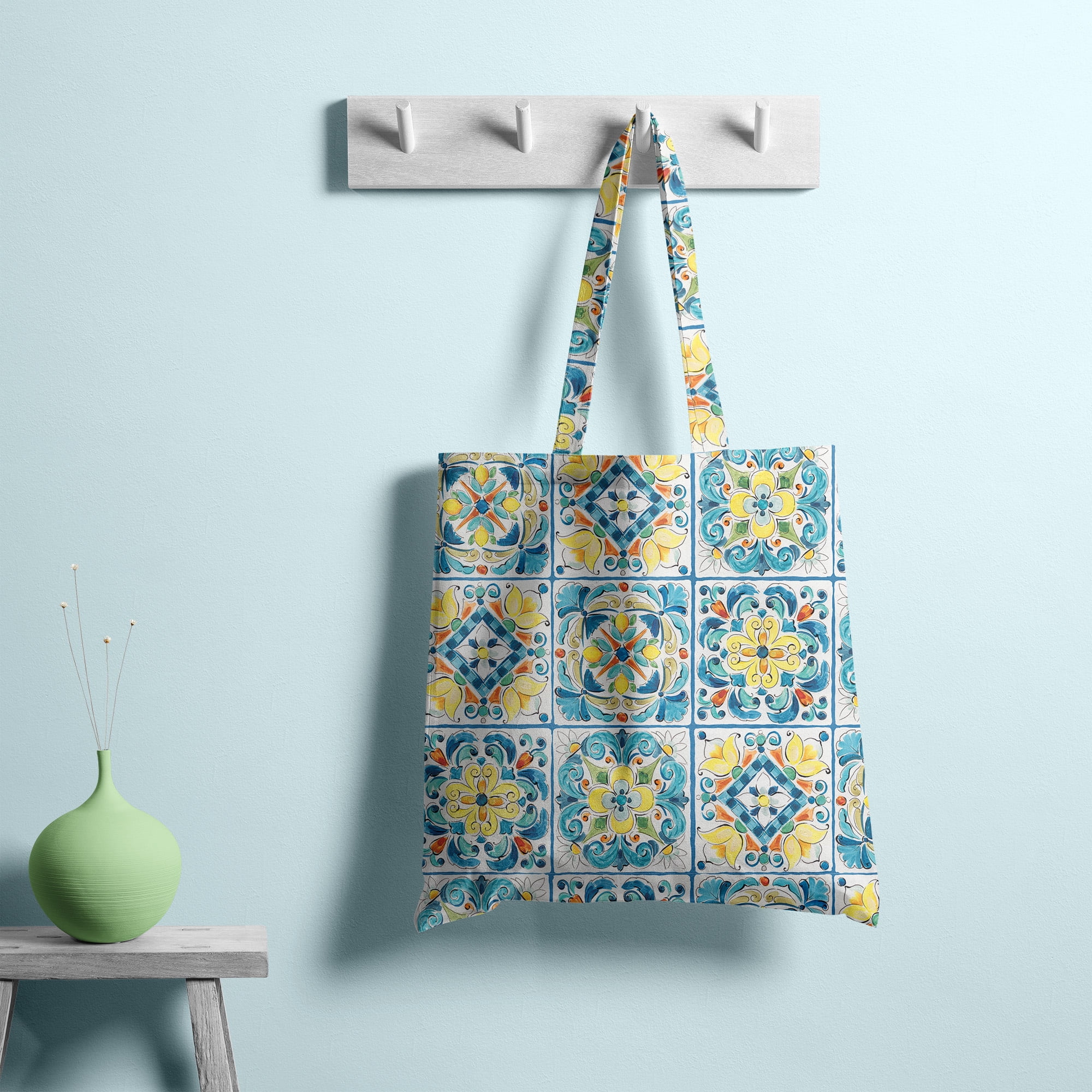 1 Yard 100% Cotton Mediterranean Tiles, Multi-color, 44" Wide for Quilting & Sewing by David Textiles