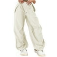 thumbnail image 2 of Besolor Cargo Pants for Women Trendy High Waisted Drawstring Wide Leg Pants Casual Baggy Lounge Trouser Streetwear, 2 of 6