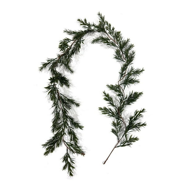 Enredadera artificial de ratán Podocarpus de 1,8 m | Plantas artificiales verdes realistas | Longitud ajustable | Enredaderas artificiales decorativas y duraderas para arreglos florales de Navidad y