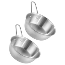 PTOOTP Korean Stainless Steel Bowls with Handle Silver for Home Gastronomy 2Pcs
