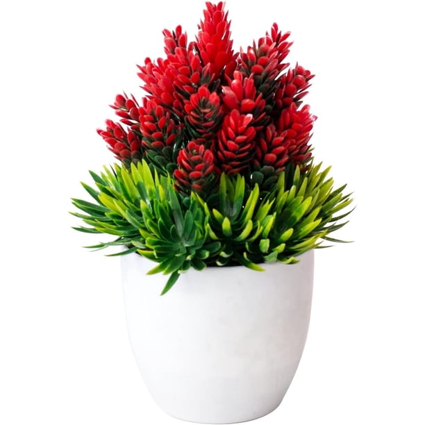 Zhuge Bonsái artificial, flores artificiales para decoración, decoración con plantas artificiales, plantas falsas para decoración de sala de estar, oficina, hotel rojo