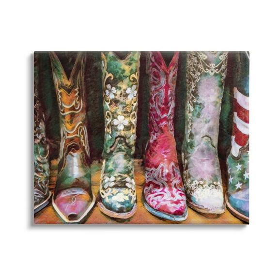 Stupell Industries Cowboy Boots Various Bold Designs Americana Apparel Painting Gallery Wrapped Canvas Print Wall Art, Design by Graffitee Studios
