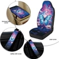 thumbnail image 6 of Xixirimido Breathable Car Seat Cover Set of 5 PU Leather Front Seats with Seat Belt & Console Covers Universal Fit Automotive Accessories, Butterfly Daisy Colorful Galaxy, 6 of 8