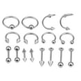 thumbnail image 1 of Surtido de 16 Aretes de material acero Inoxidable Pendientes de , Material Seguro Duradero Plata, 1 of 9