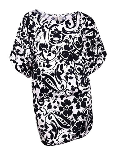 Anne Cole Women's Antigua Floral Print Kangaroo Puch Caftan Cover Up ...