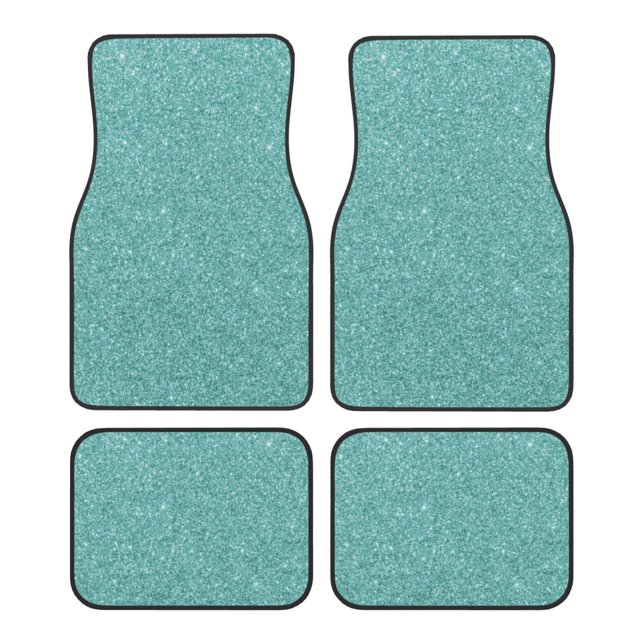 Fotbe Teal Green Glitter Juego de 4 Tapetes para Auto con Estampado – Alfombrillas de Goma Reforzada, Diseño Antideslizante, Protección para Todo el Año – Vehículos, Autos, Camionetas y SUVs