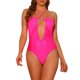 thumbnail image 1 of Traje de baño de una pieza con corte en la parte delantera y tirantes cruzados para mujer, color rosa caliente, talla S, 1 of 5
